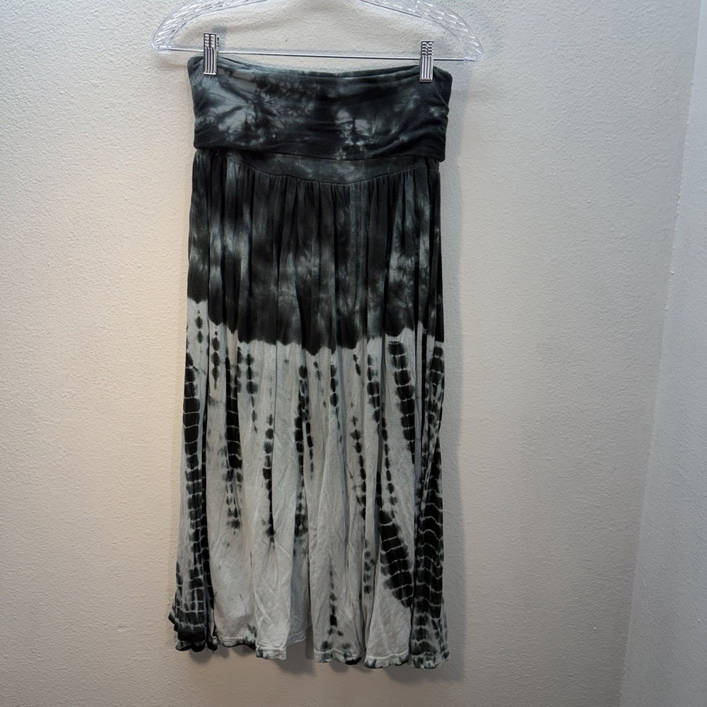 Y2k Boho Tie Dye Festival Skirt Fold Over Waist‎ Band Maxi SZ L Stretch Beach